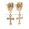PENDIENTES DE ARO EN ACERO DE 14 X 4 MM PARA HOMBRE CON DIJE COLGANDO