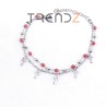 PULSERA DE ACERO INOXIDABLE DE 17 + 3 CM CON DIJES DE ACERO & BOLITAS DE PIEDRA