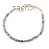 PULSERA DE ACERO INOXIDABLE CON PIEDRA EN FORMA DE DISCO DE JASPE MUSGO DE 3 MM LARGO 17 + 3 CM