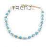 PULSERA DE ACERO INOXIDABLE CON PIEDRA DE 4 MM Y BOLA ACERO DE 3 MM LARGO 17 + 3 CM TURQUESINA