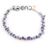 PULSERA DE ACERO INOXIDABLE CON CHIPS DE PIEDRA LARGO 17 + 3 CM AMATISTA CON HEMATITE