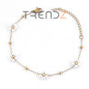 PULSERA DE 17 + 4 CM EN ACERO INOXIDABLE CON FLORES EN PERLA SINTÉTICA