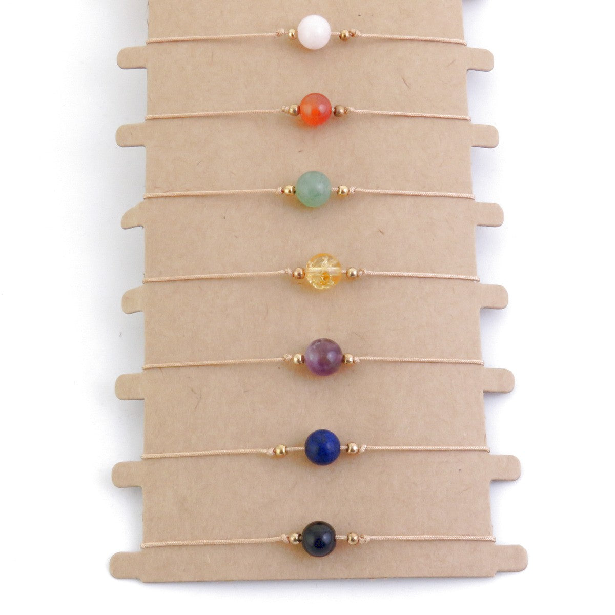 Pulsera de Cordón Ajustable con Piedras de los 7 Chakras – 8 mm