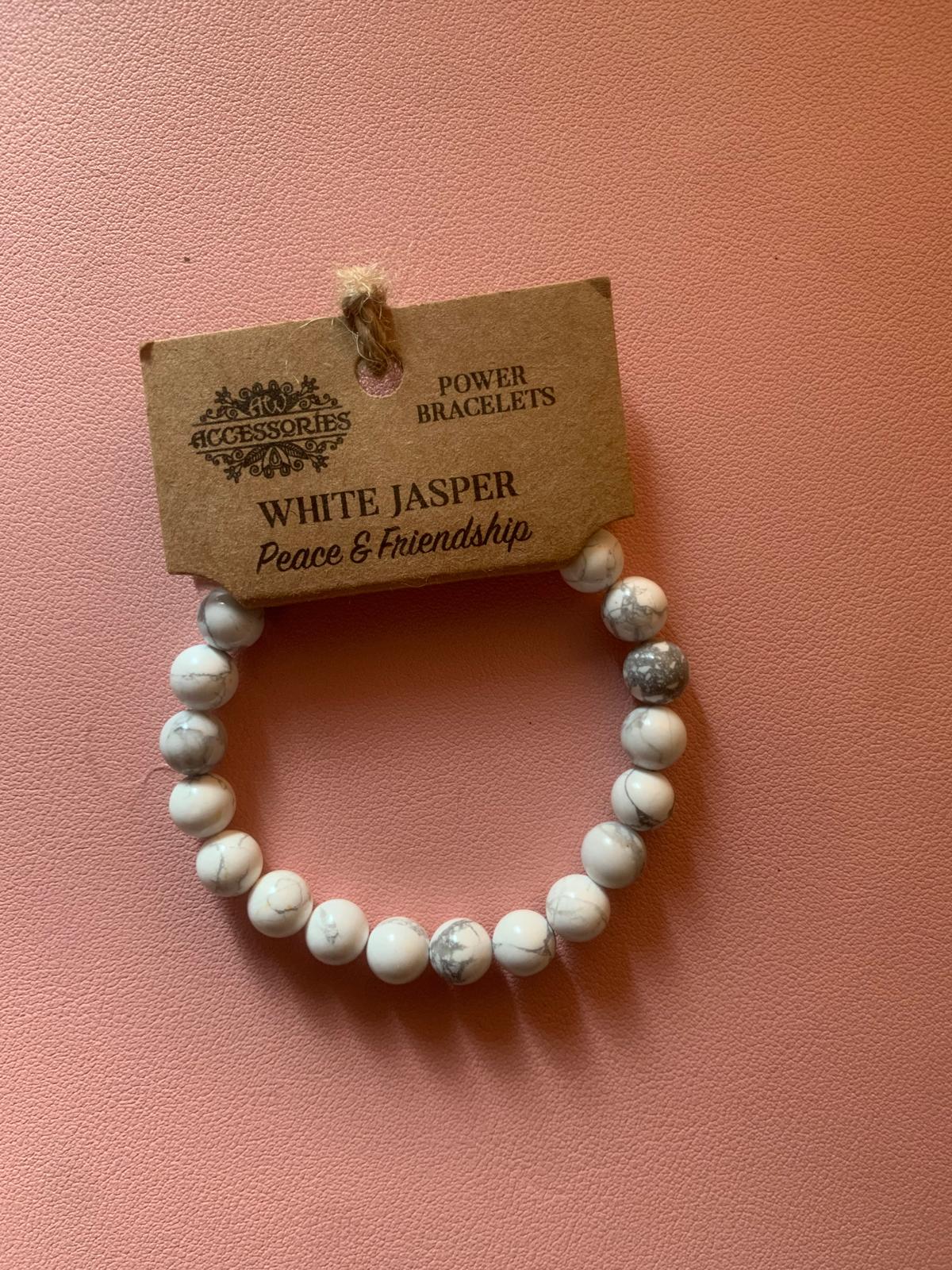 Pulsera de Manifestación de Piedras Preciosas - Jaspe Blanco - Paz