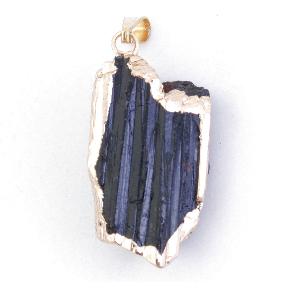 Colgante de Turmalina Negra Natural con Gancho Dorado – 2 a 4 cm