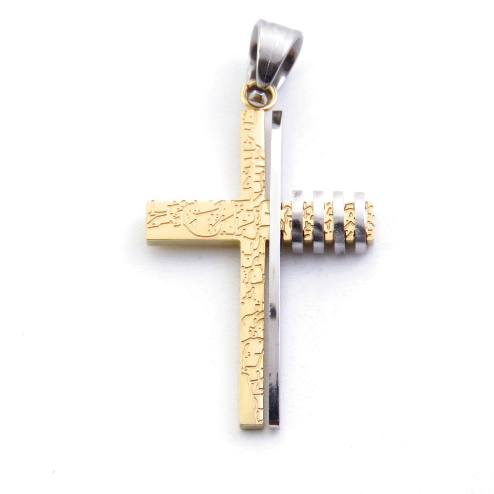 Colgante de Acero Inoxidable Bitono en Forma de Cruz