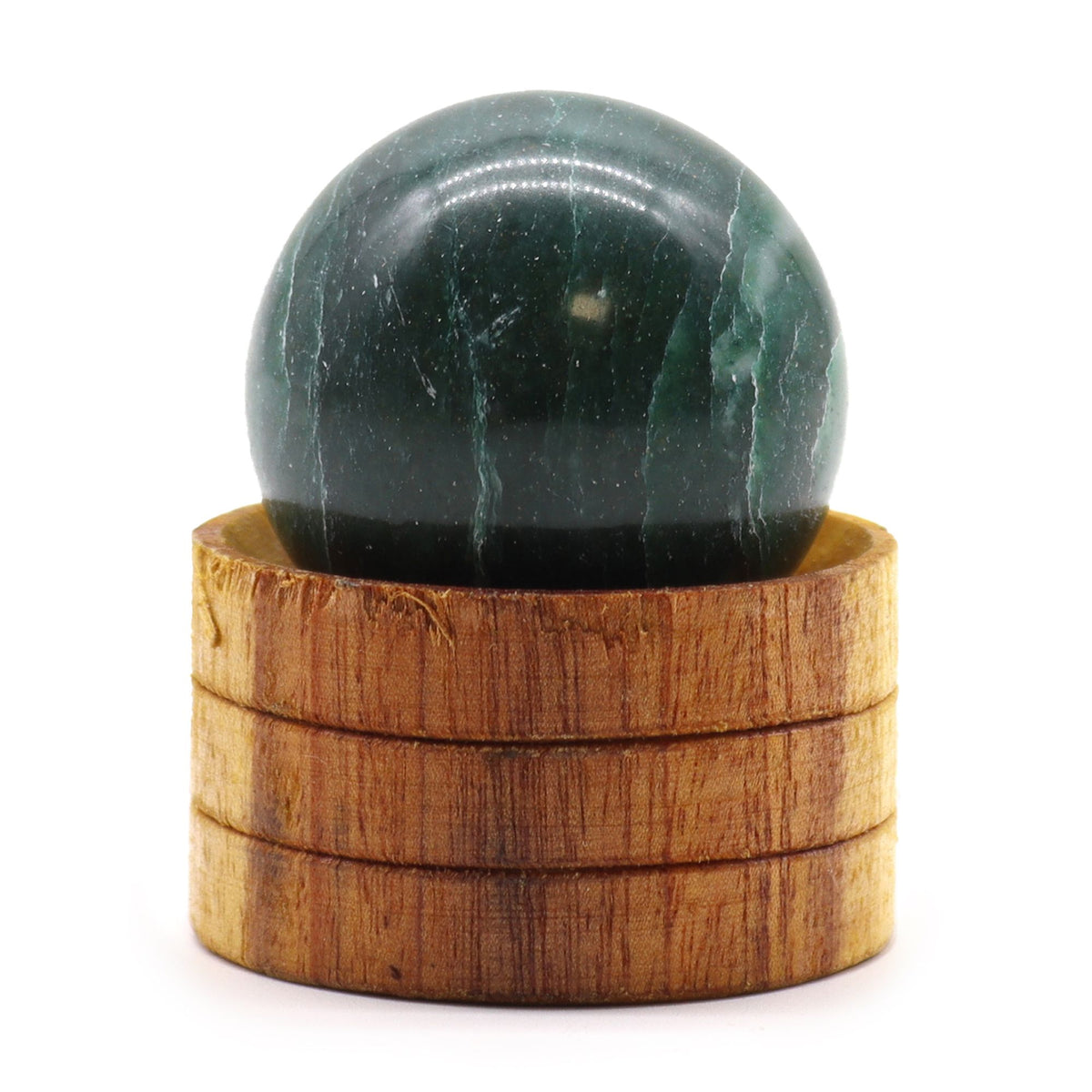 Esfera de Jade Indio Natural 40 mm con Soporte – Piedra Natural para Decoración y Meditación