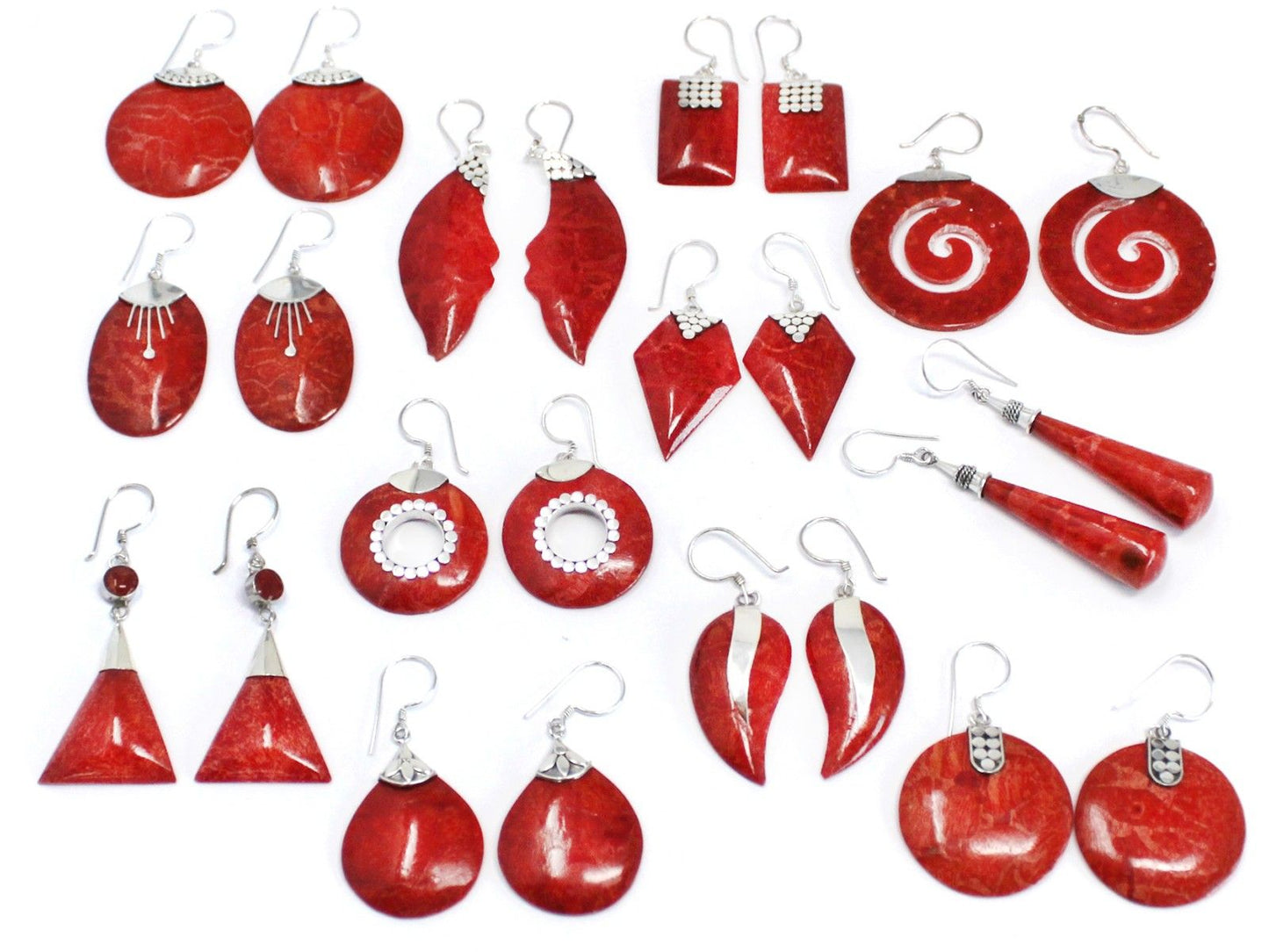 Pendientes de plata y coral - Caída de hojas - Tienda Online de Productos Naturales y Ecológicos