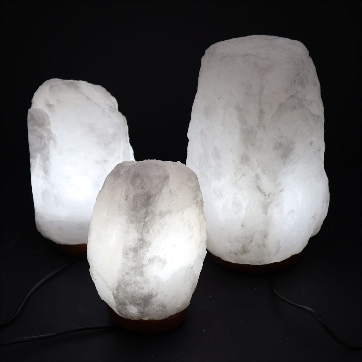 Lámpara de Sal del Himalaya de Cristal de Roca - & Base apx 3-5kg - Tienda Online de Productos Naturales y Ecológicos