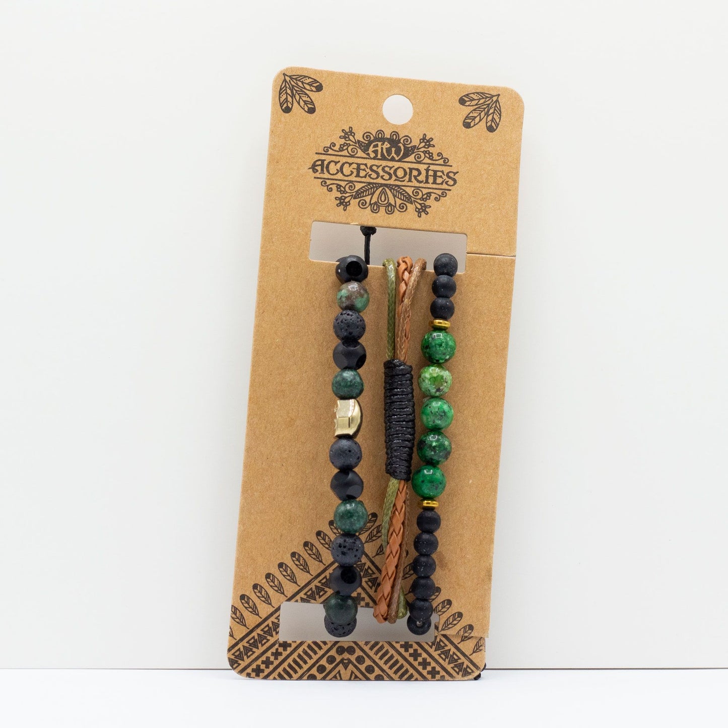 Set de Pulseras para Hombre - Verde Exterior - Tienda Online de Productos Naturales y Ecológicos