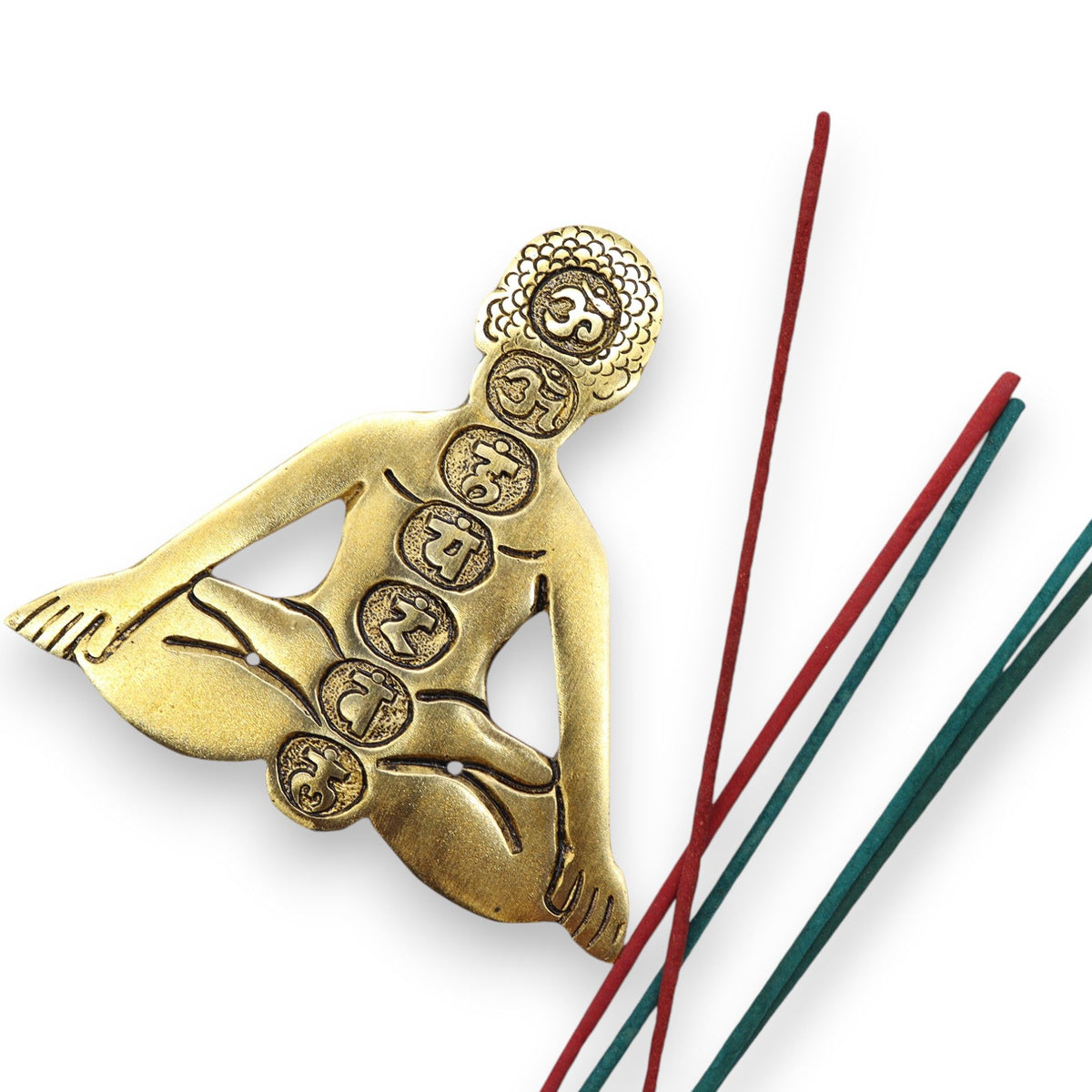 Porta Incienso Yoga Siete Chakras Aluminio Dorado 12x12cm - Tienda Online de Productos Naturales y Ecológicos