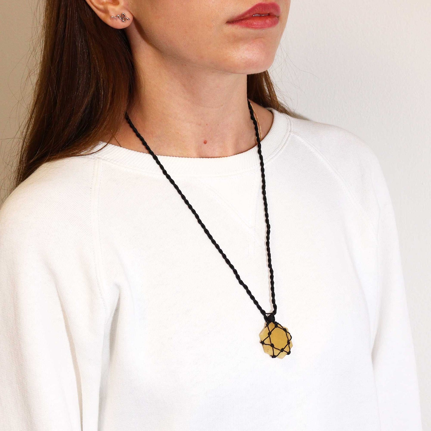 Colgante hexagonal de piedras preciosas entrelazada - Cuarzo amarillo - Tienda Online de Productos Naturales y Ecológicos