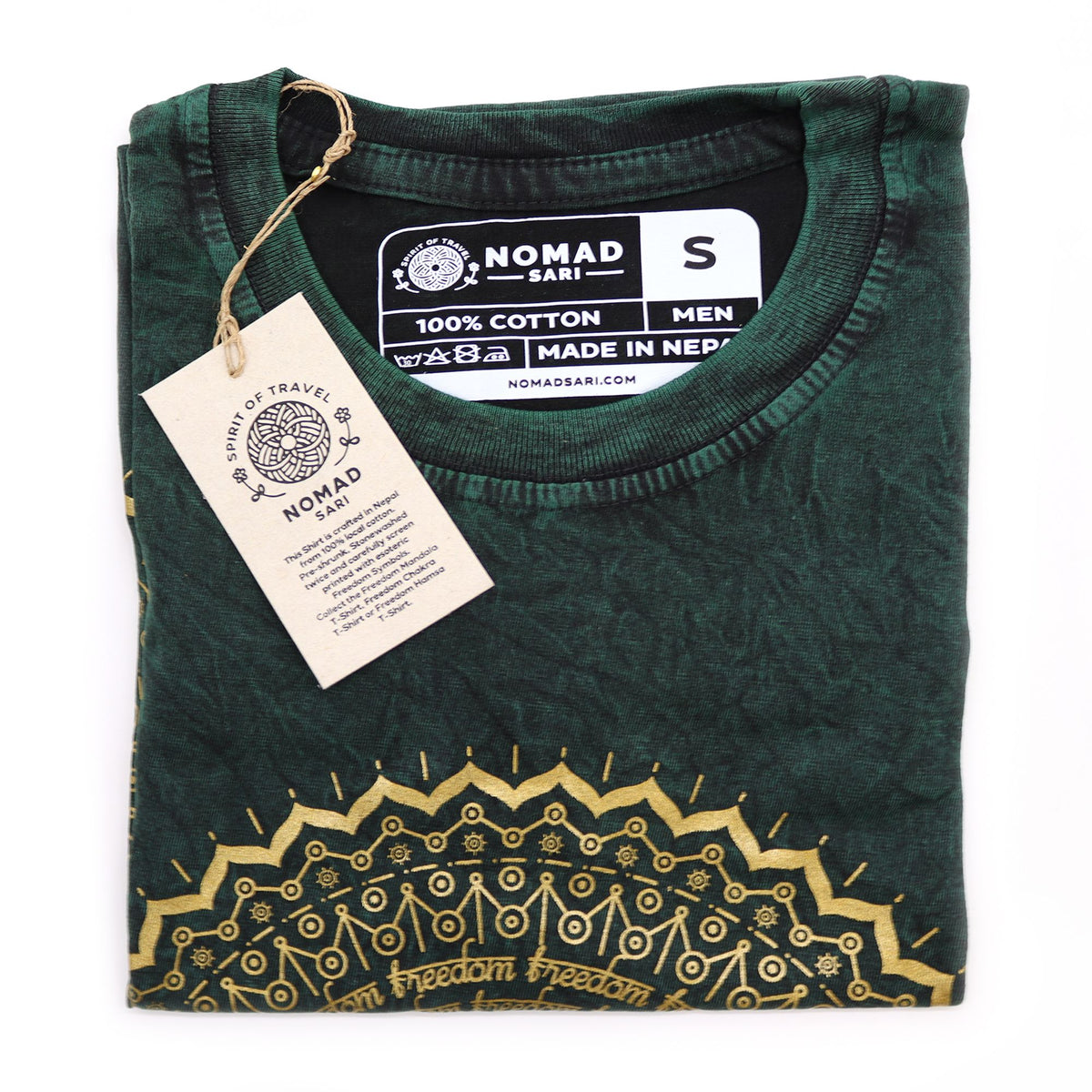 Camiseta Nomad Sari Pequeña - Mandala - Verde - Tienda Online de Productos Naturales y Ecológicos