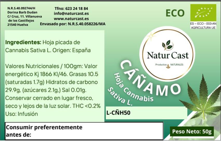 Cáñamo Hoja Picada ecológico 200g - Tienda Online de Productos Naturales y Ecológicos