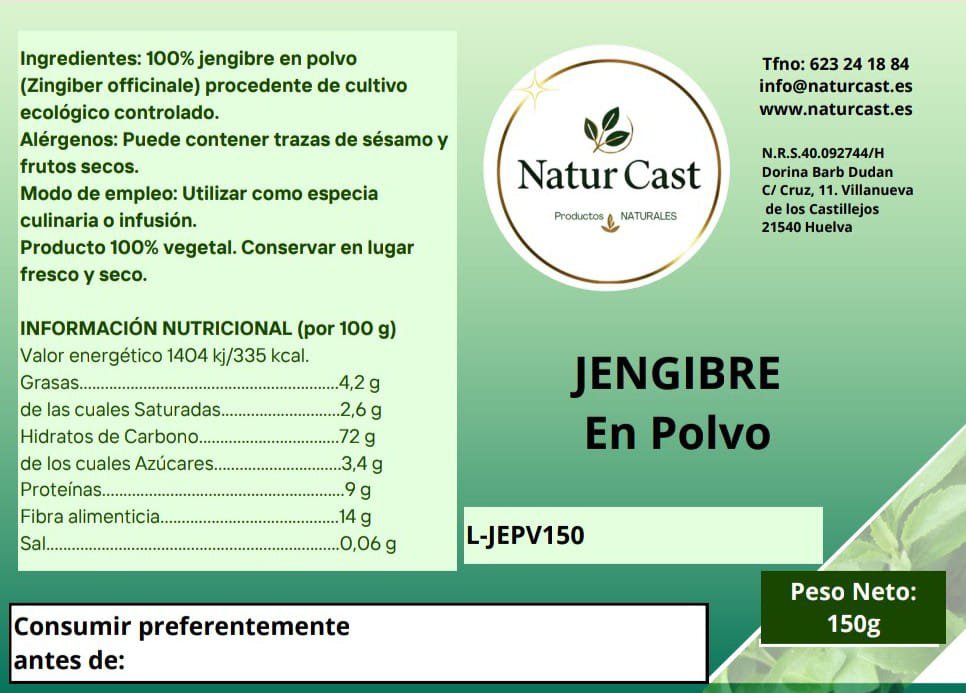 Jengibre en Polvo - Tienda Online de Productos Naturales y Ecológicos
