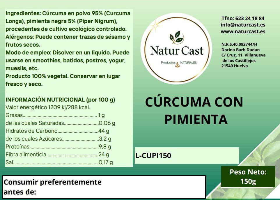 Cúrcuma con Pimienta - Tienda Online de Productos Naturales y Ecológicos