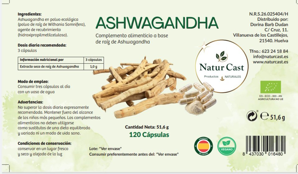 Raiz Ashwagandha Ecológica (120 cápsulas)