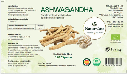 Raiz Ashwagandha Ecológica (120 cápsulas)