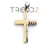 COLGANTE DE ACERO INOXIDABLE EN FORMA DE CRUZ 33 X 21 MM BITONO
