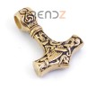 COLGANTE DE ACERO EN FORMA DE DE MARTILLO DE THOR DOBLE CARA 42 X 30 MM DORADO