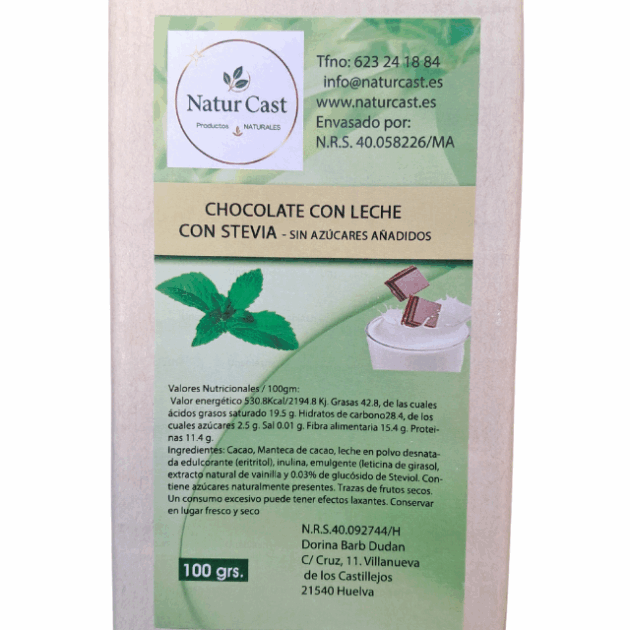 Chocolate con Leche y Stevia - Tienda Online de Productos Naturales y Ecológicos