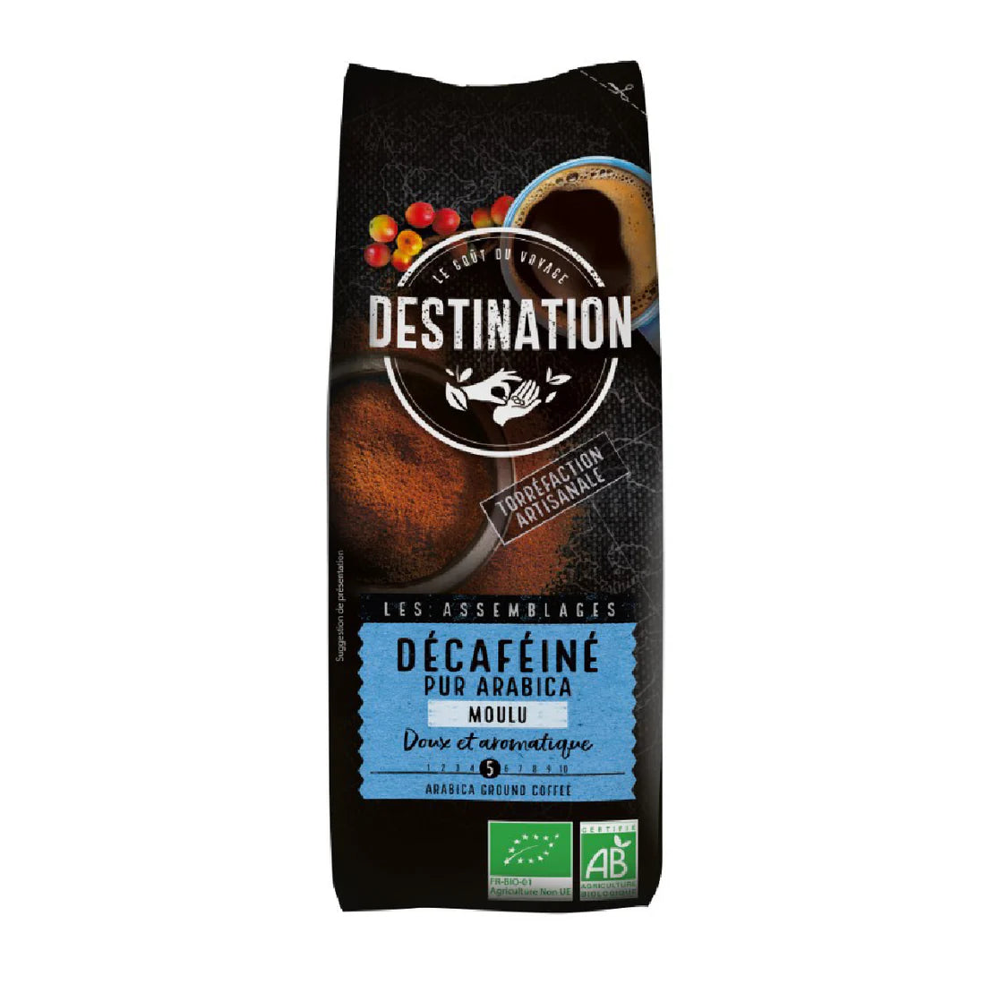 Cafe Molido descafeinado Suave 100% Arabica Bio 250g Destination