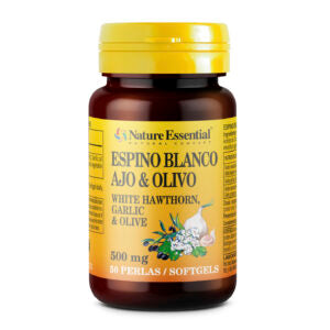 Espino blanco + ajo + olivo 500 mg. 50 perlas