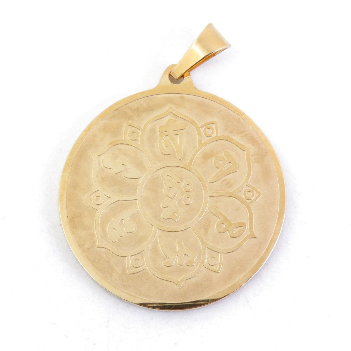 Colgante Amuleto Budista en Acero Inoxidable Dorado