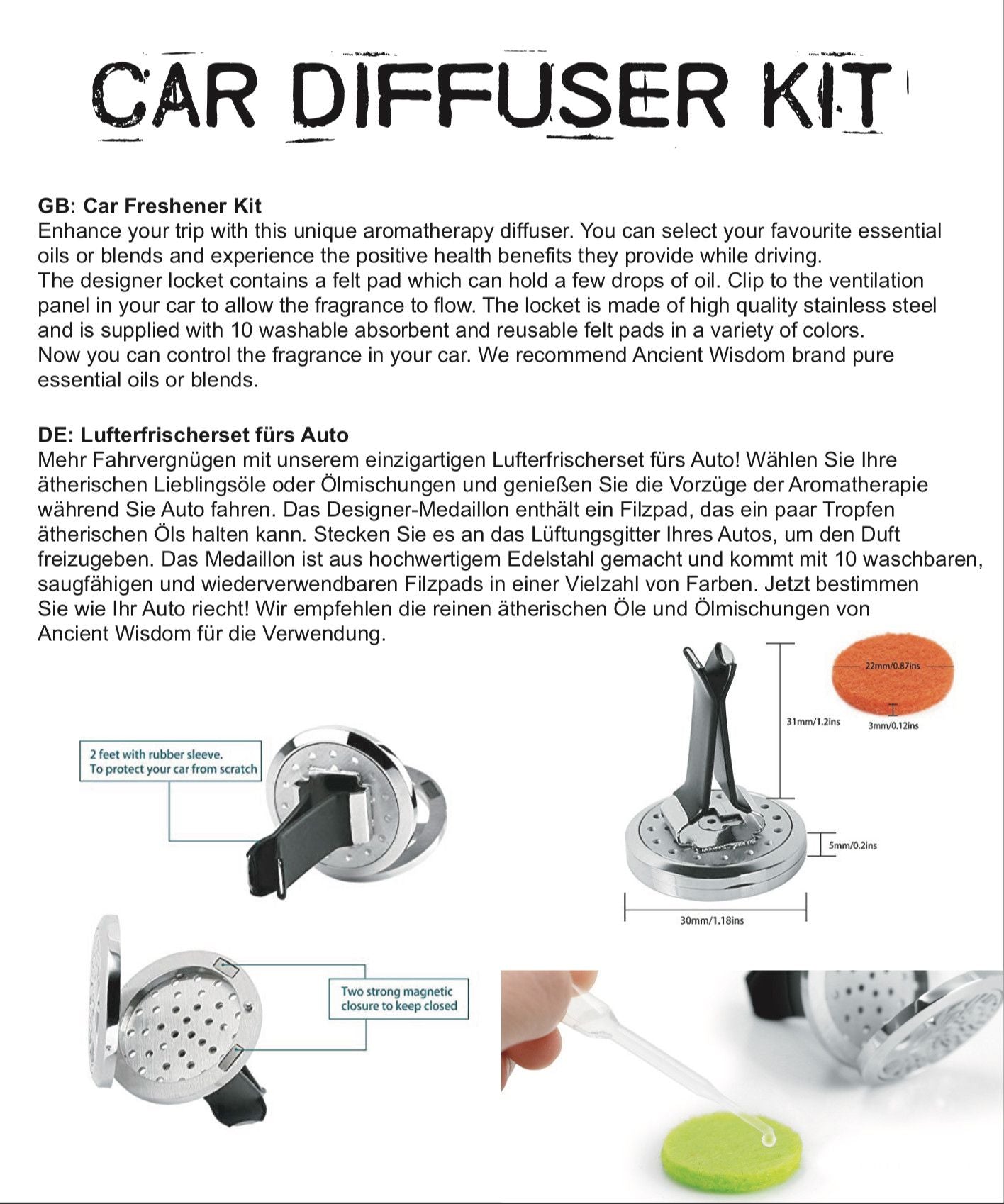 Kit difusor para coche - Árbol de la vida - 30mm - Tienda Online de Productos Naturales y Ecológicos