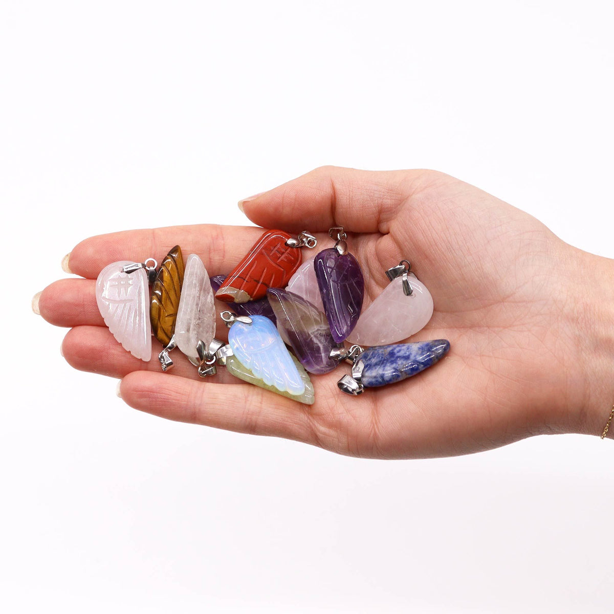 Colgantes Piedra Preciosa Alas de Ángel - 28x15mm - Tienda Online de Productos Naturales y Ecológicos