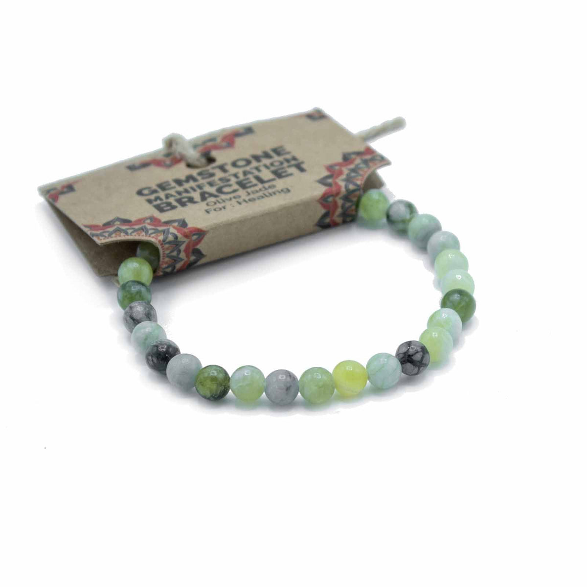 Pulsera de manifestación de piedras preciosas - Jade oliva - Curación - Tienda Online de Productos Naturales y Ecológicos