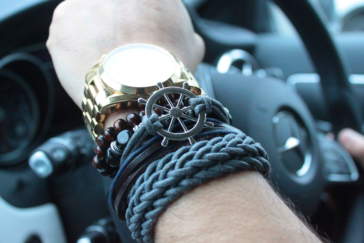 Pulsera de Hombre - Metal Y Cuero (color aleatorio) - Tienda Online de Productos Naturales y Ecológicos