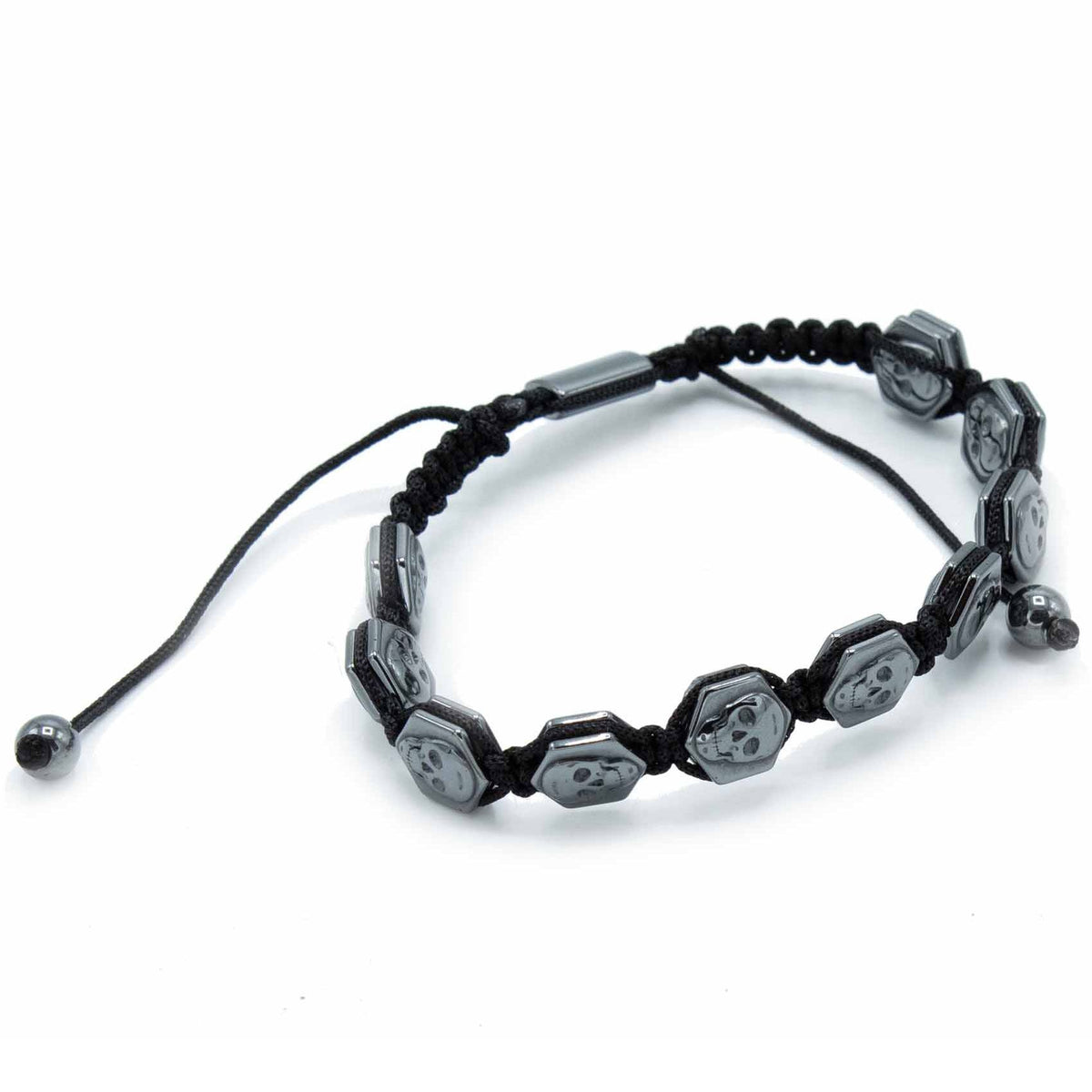 Pulsera Magnética Shamballa de Hematita  -  Calaveras Hexagonales - Tienda Online de Productos Naturales y Ecológicos