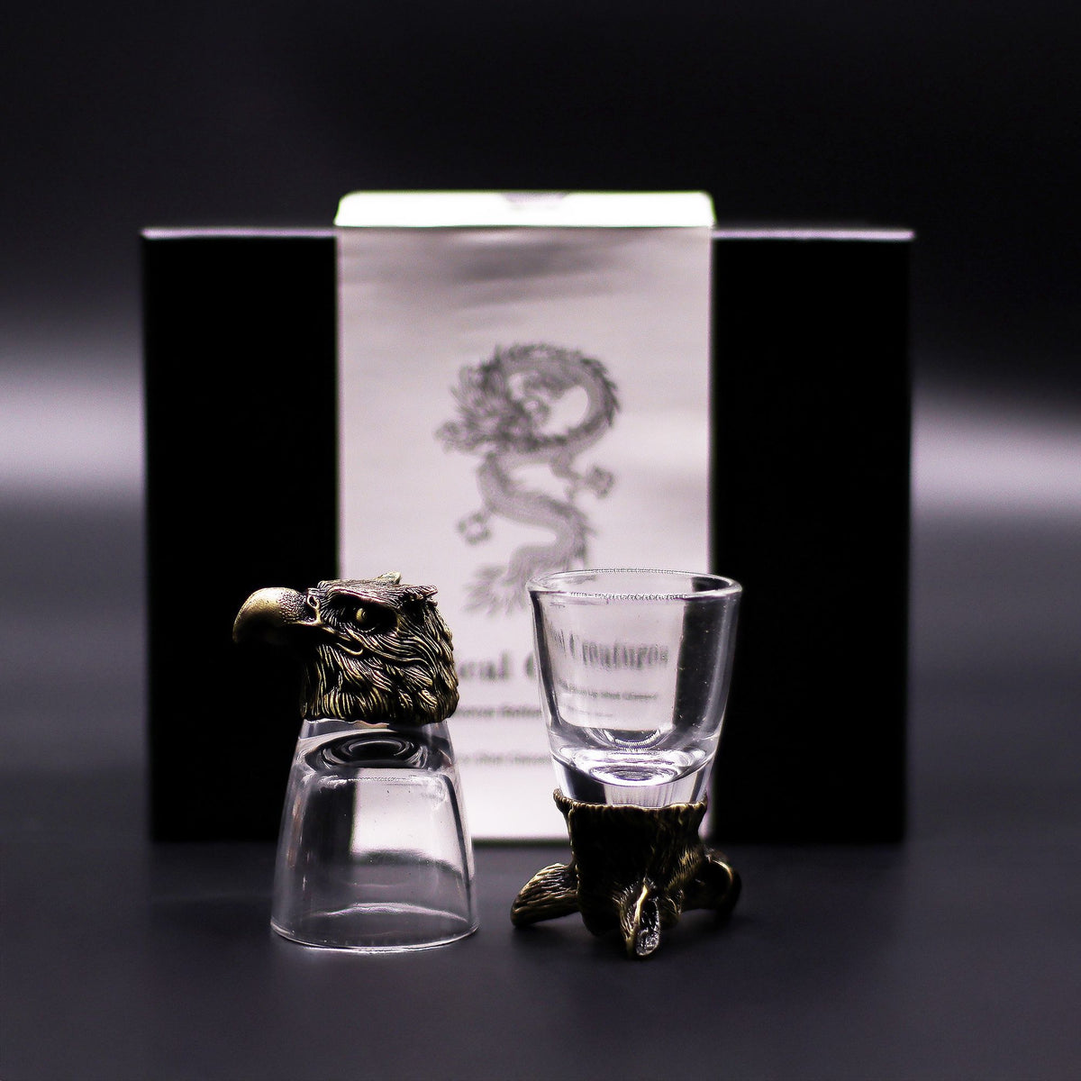 Conjunto regalo de 6 vasos de chupito (50 ml) - Criaturas Salvajes del Bosque - Bronce antiguo