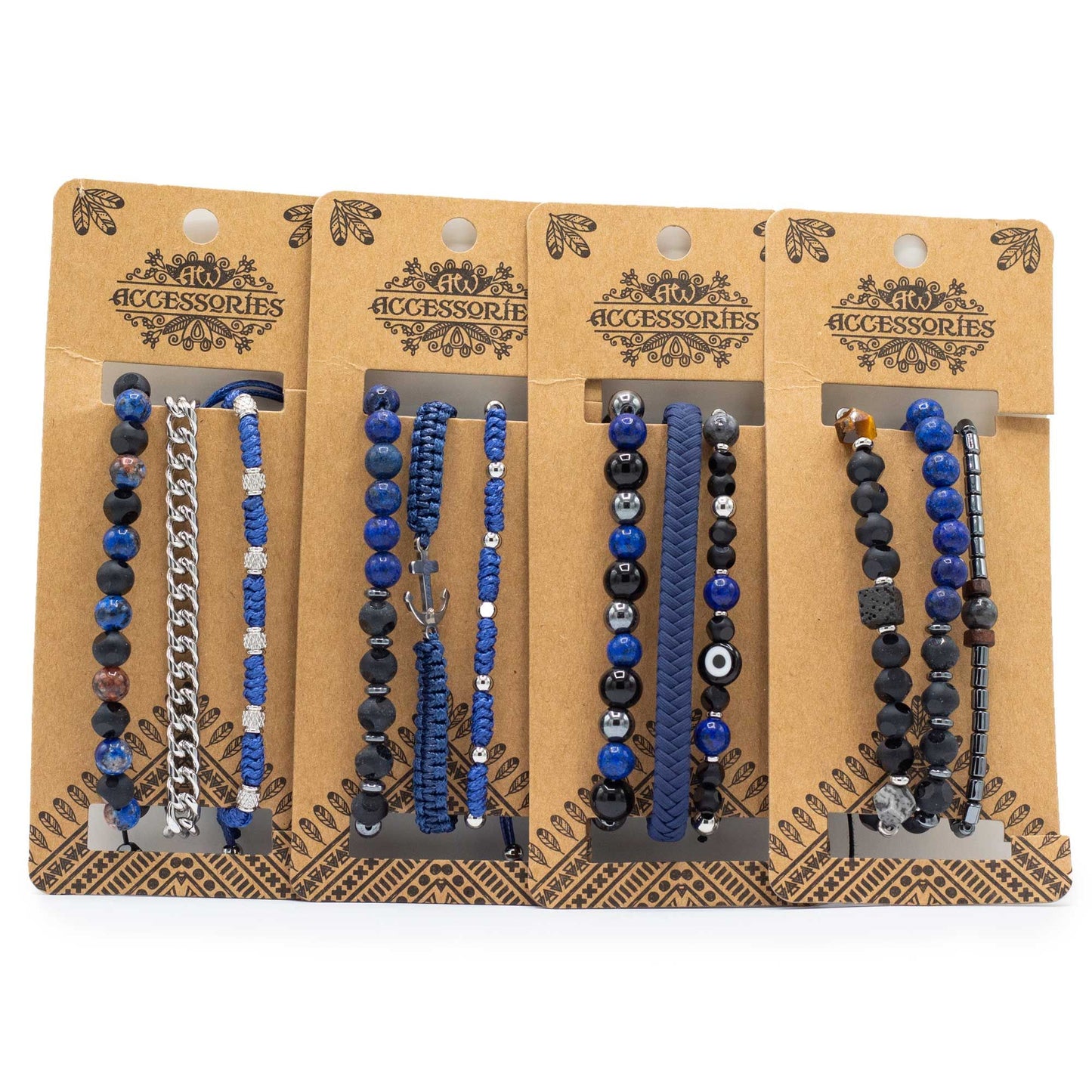 Set de Pulseras para Hombre - Med Set Blues - Tienda Online de Productos Naturales y Ecológicos
