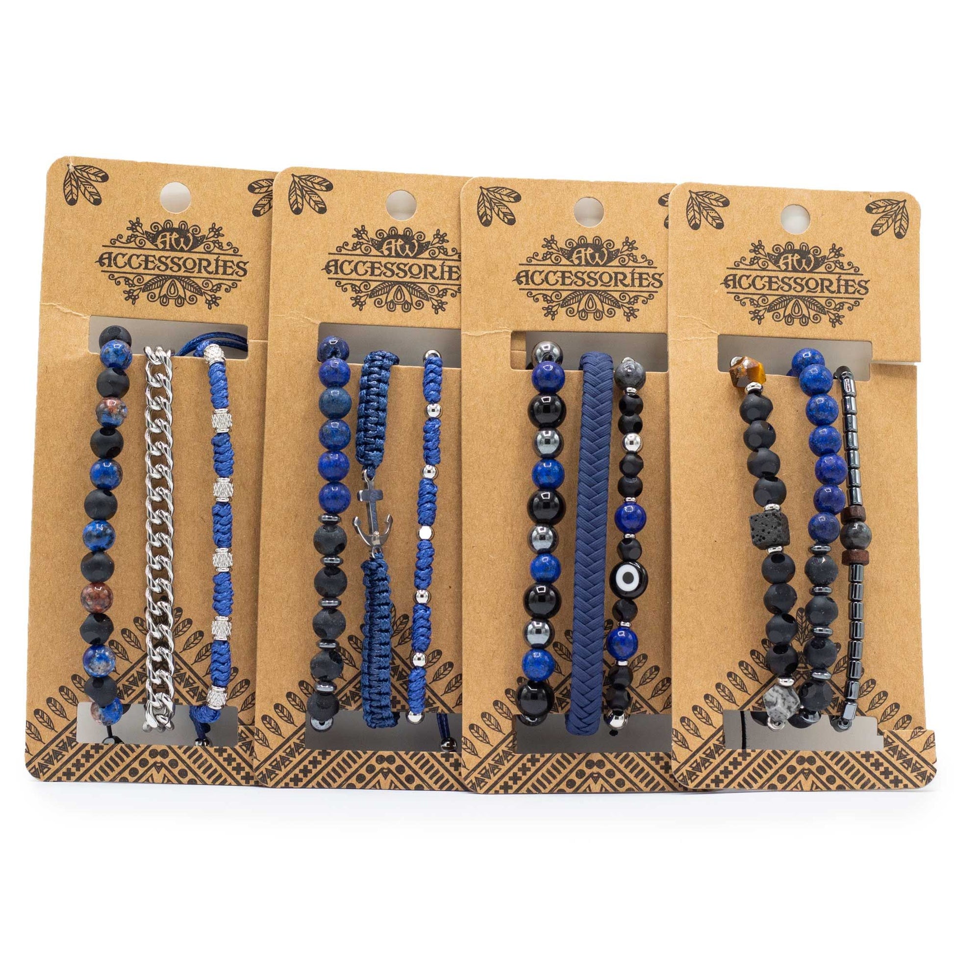 Set de Pulseras para Hombre - Med Set Blues - Tienda Online de Productos Naturales y Ecológicos