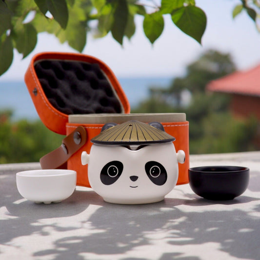 Set de tetera-Panda - Dos tazas & Estuche de viaje - Tienda Online de Productos Naturales y Ecológicos