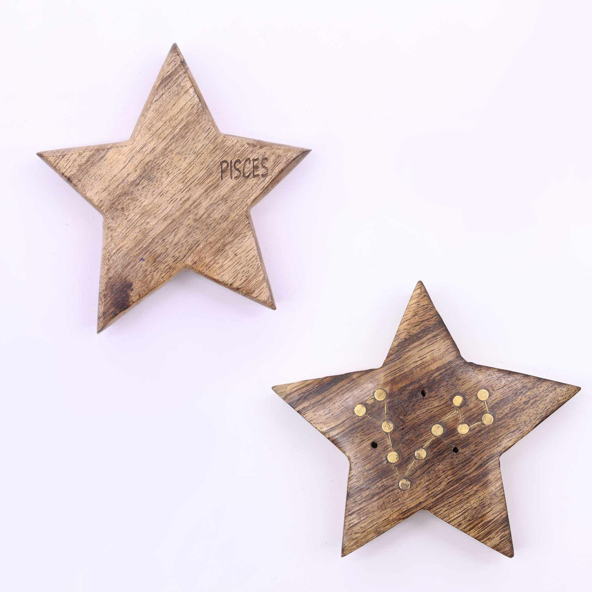 Quemador de incienso con signos del zodíaco de latón grabado - Estrella - Tienda Online de Productos Naturales y Ecológicos