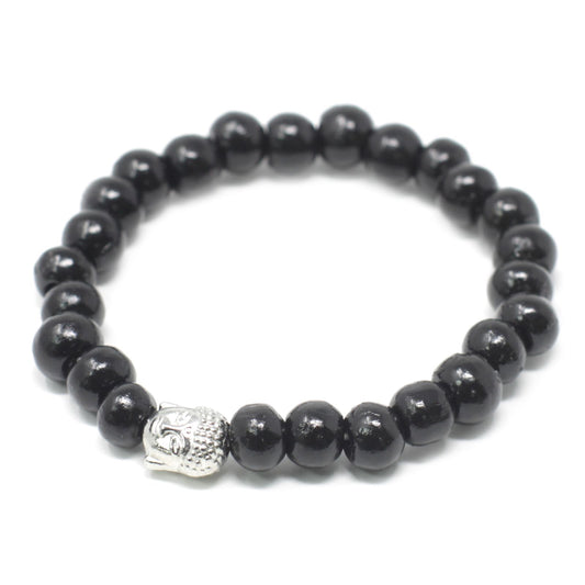 Cuentas de madera oscura y brazalete Buddah - Tienda Online de Productos Naturales y Ecológicos