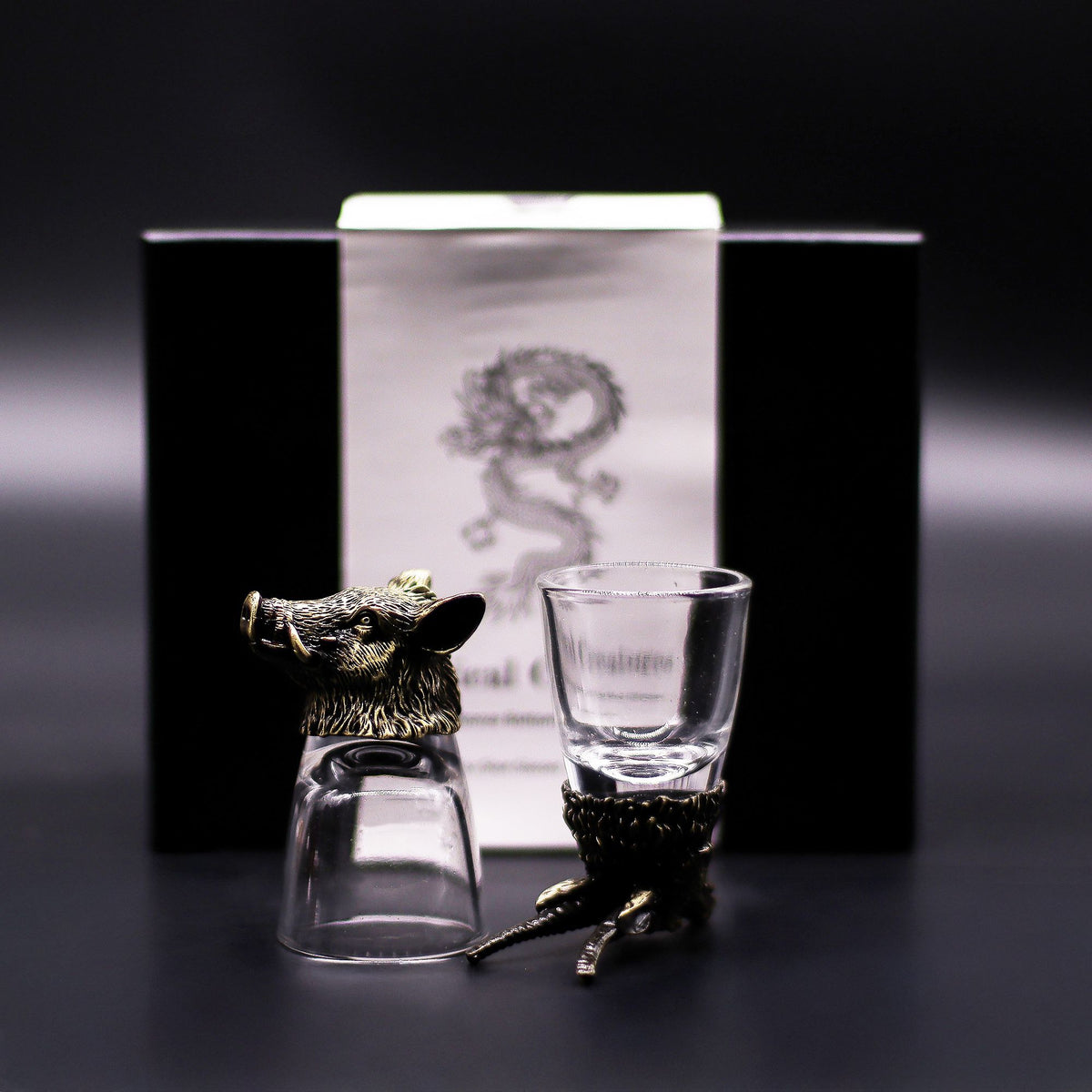 Conjunto regalo de 6 vasos de chupito (50 ml) - Criaturas Salvajes del Bosque - Bronce antiguo