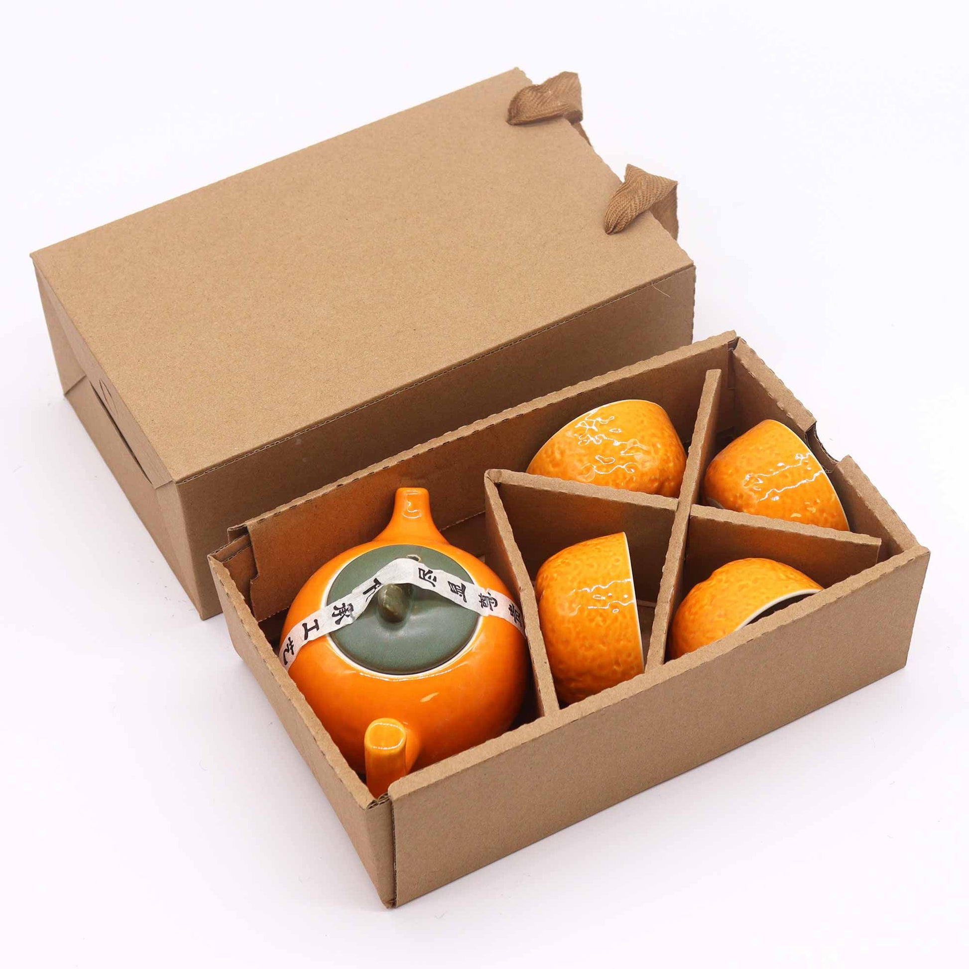 Set de Tetera - Naranja - Tetera & Cuatro tazas - Tienda Online de Productos Naturales y Ecológicos