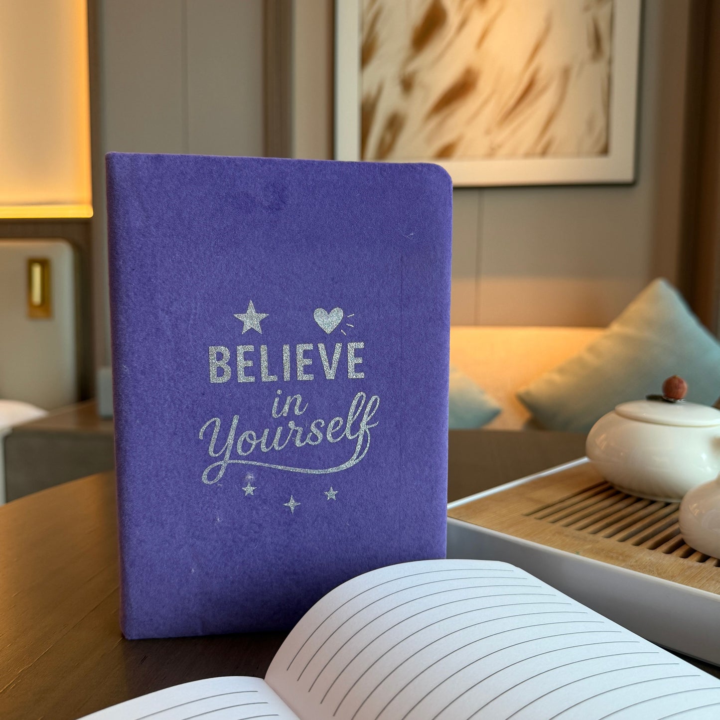 Cuaderno de Terciopelo Lavanda - 80 páginas - Cree en ti mismo
