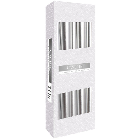 Velas Cónicas - Plata Metálico - Tienda Online de Productos Naturales y Ecológicos