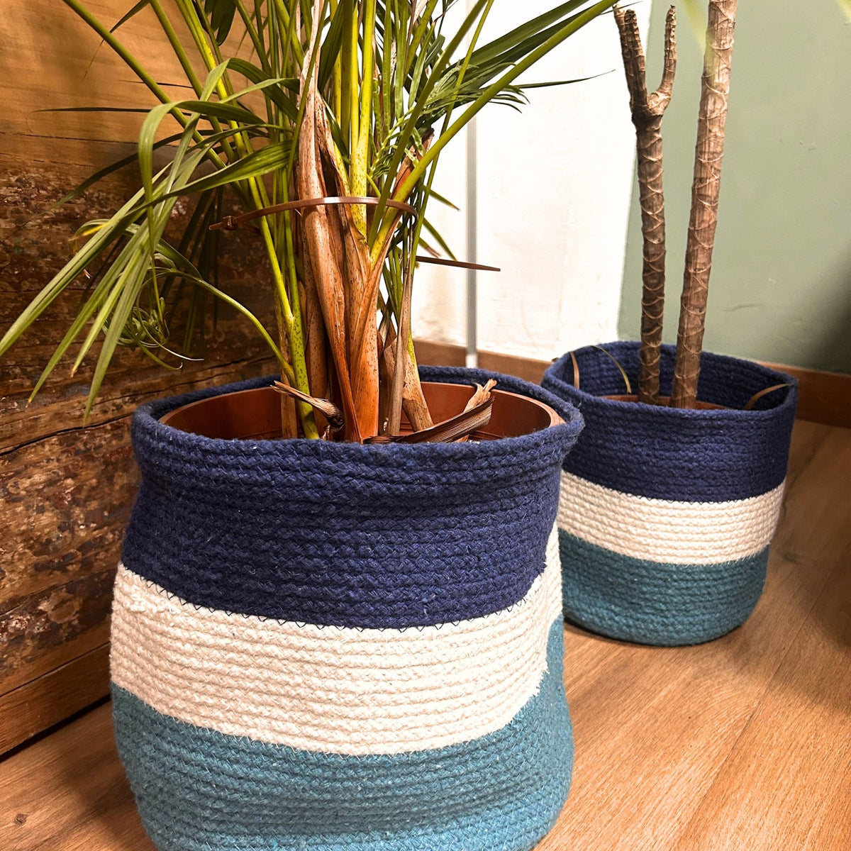 Juego de 3 cestas de cuerda de yute Decorativas – Protector de Energía 15cm / 20cm / 25cm