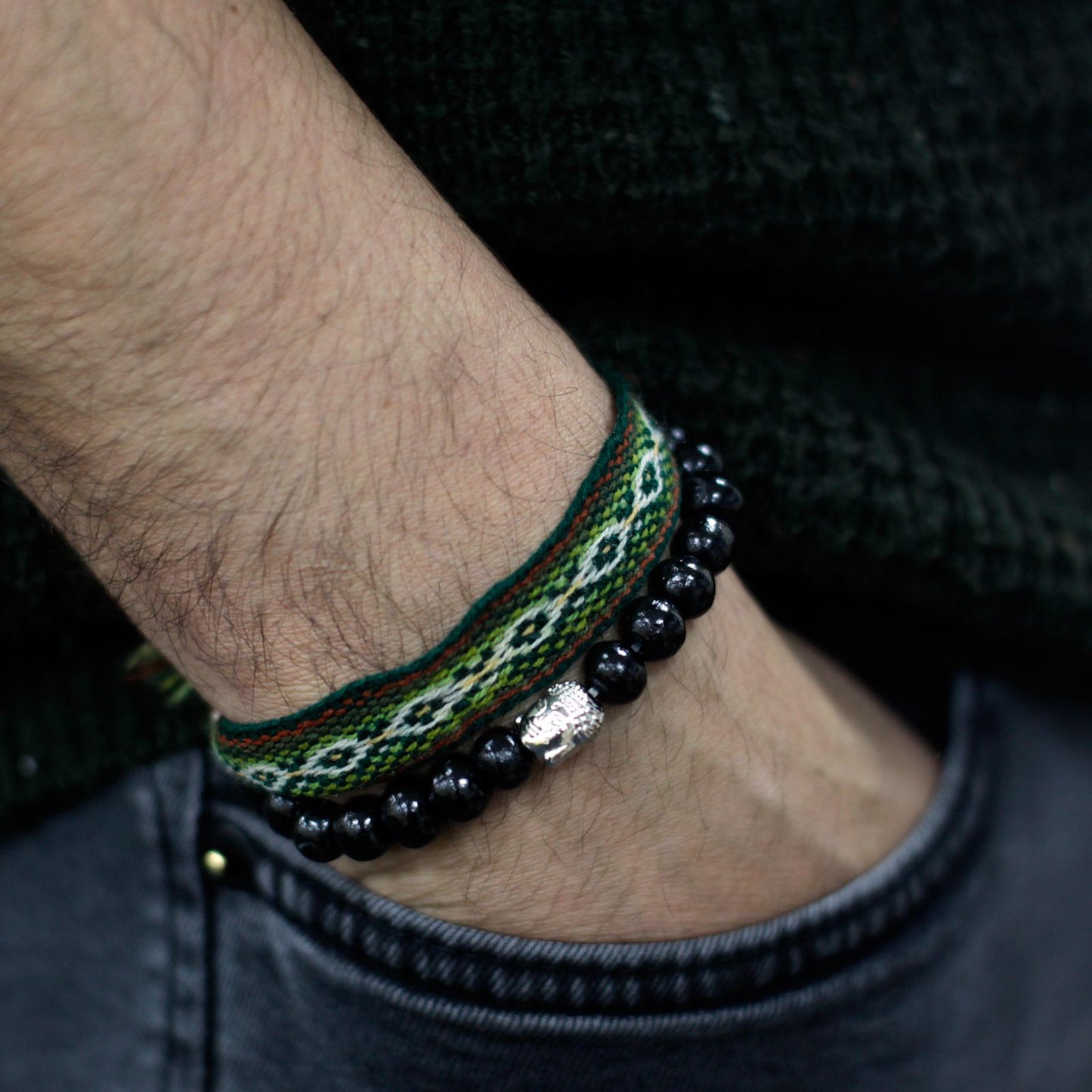 Cuentas de madera oscura y brazalete Buddah - Tienda Online de Productos Naturales y Ecológicos