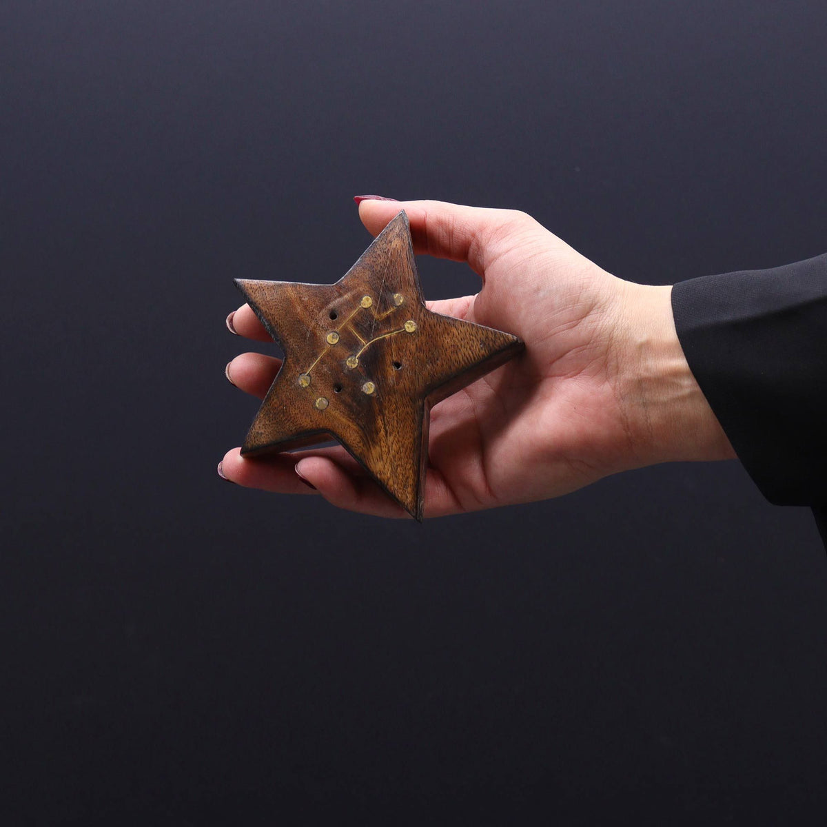 Quemador de incienso con signos del zodíaco de latón grabado - Estrella - Tienda Online de Productos Naturales y Ecológicos