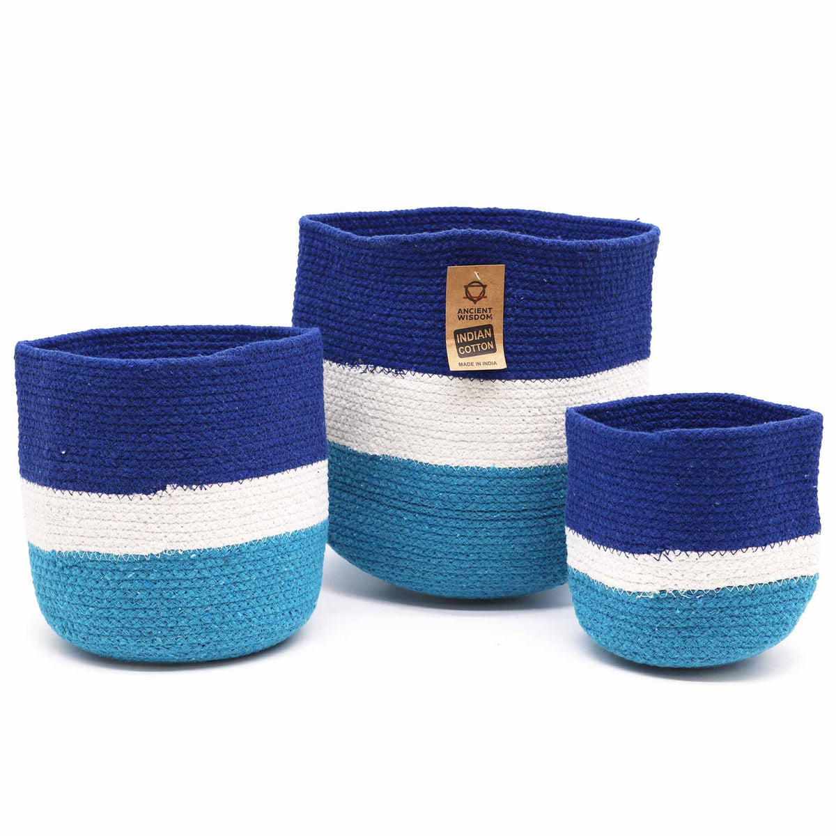 Juego de 3 cestas de cuerda de yute Decorativas – Protector de Energía 15cm / 20cm / 25cm