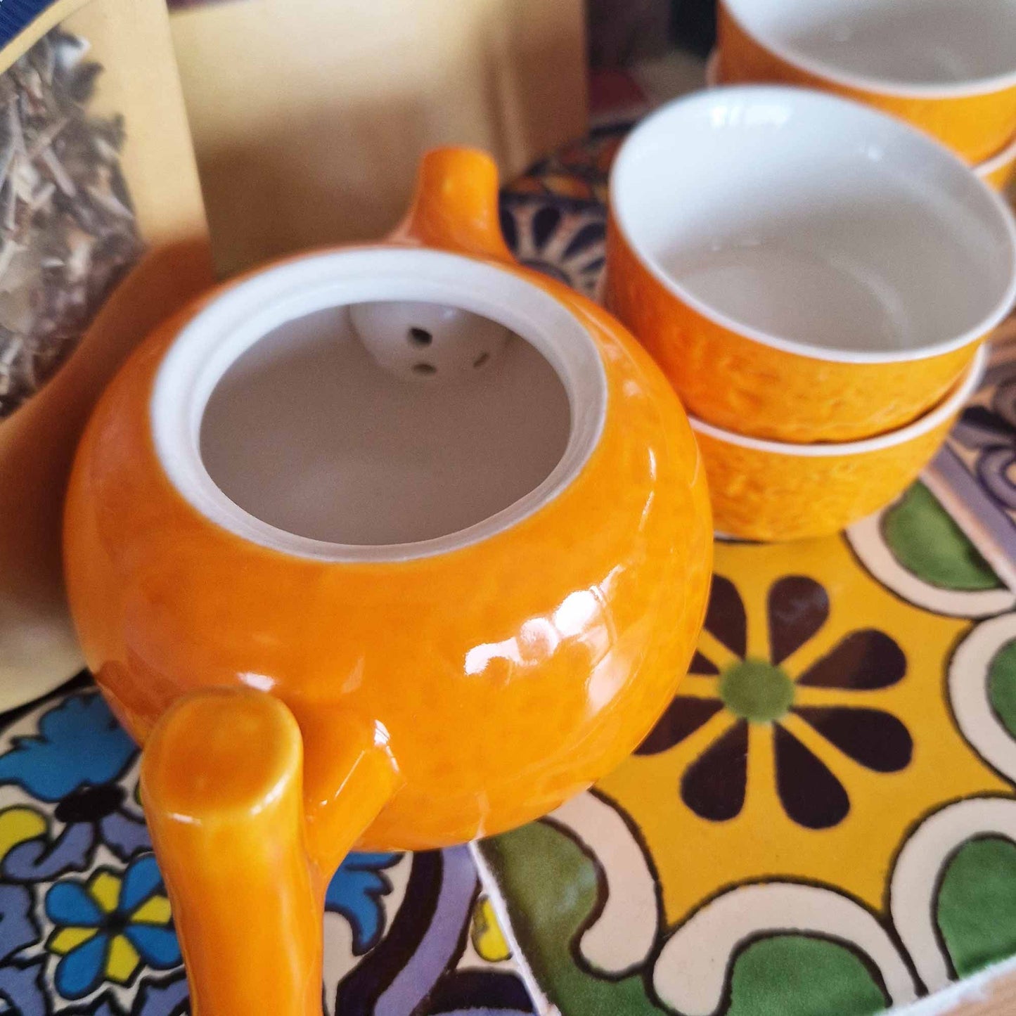 Set de Tetera - Naranja - Tetera & Cuatro tazas - Tienda Online de Productos Naturales y Ecológicos