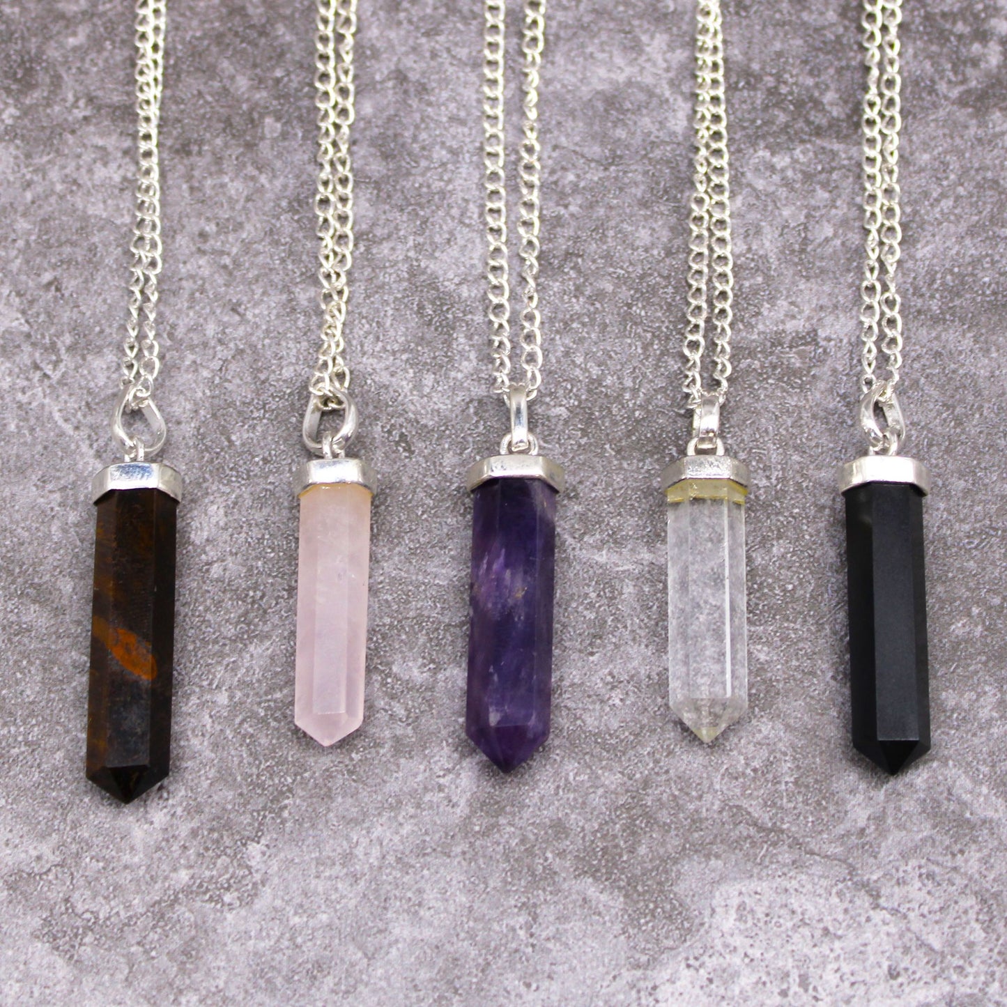 Colgante de Punto Clásico de Piedras Preciosas - Ágata Negra - Tienda Online de Productos Naturales y Ecológicos