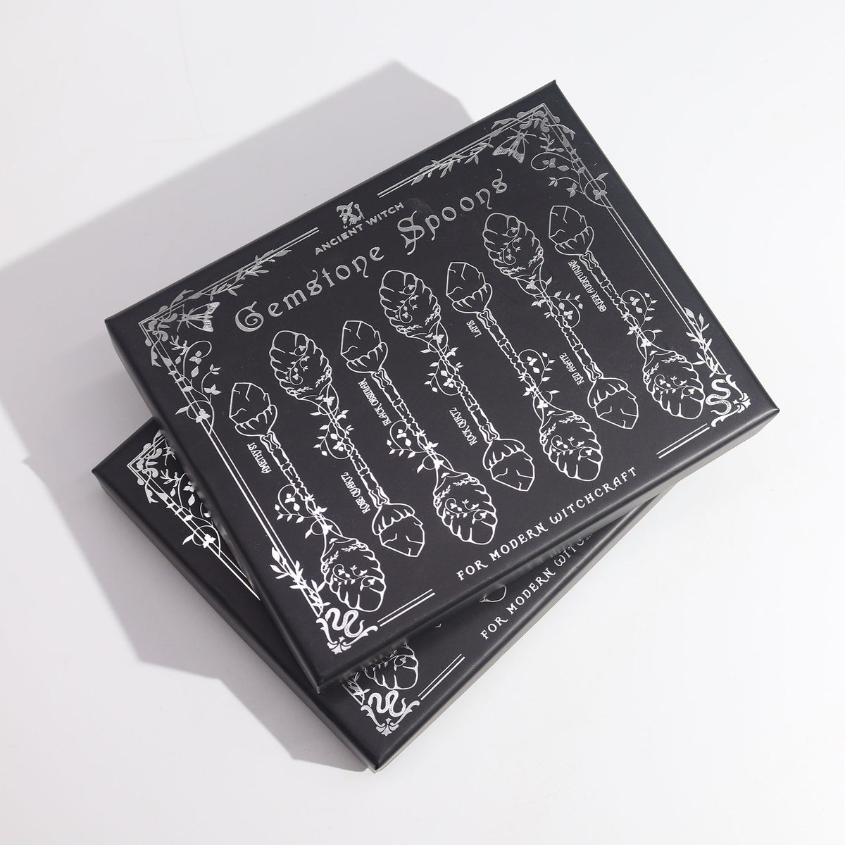 Set de 7 Cucharas de Bruja de Cristal con Piedra Preciosa de Bronce - Tienda Online de Productos Naturales y Ecológicos
